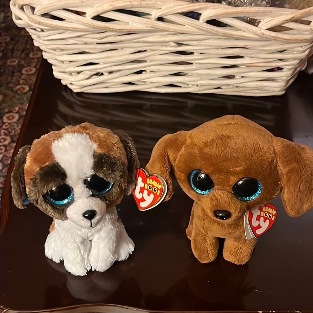 2 Ty The Beanie Boo’s 6” Plush Stuffed Puppies: Dougie & Duke